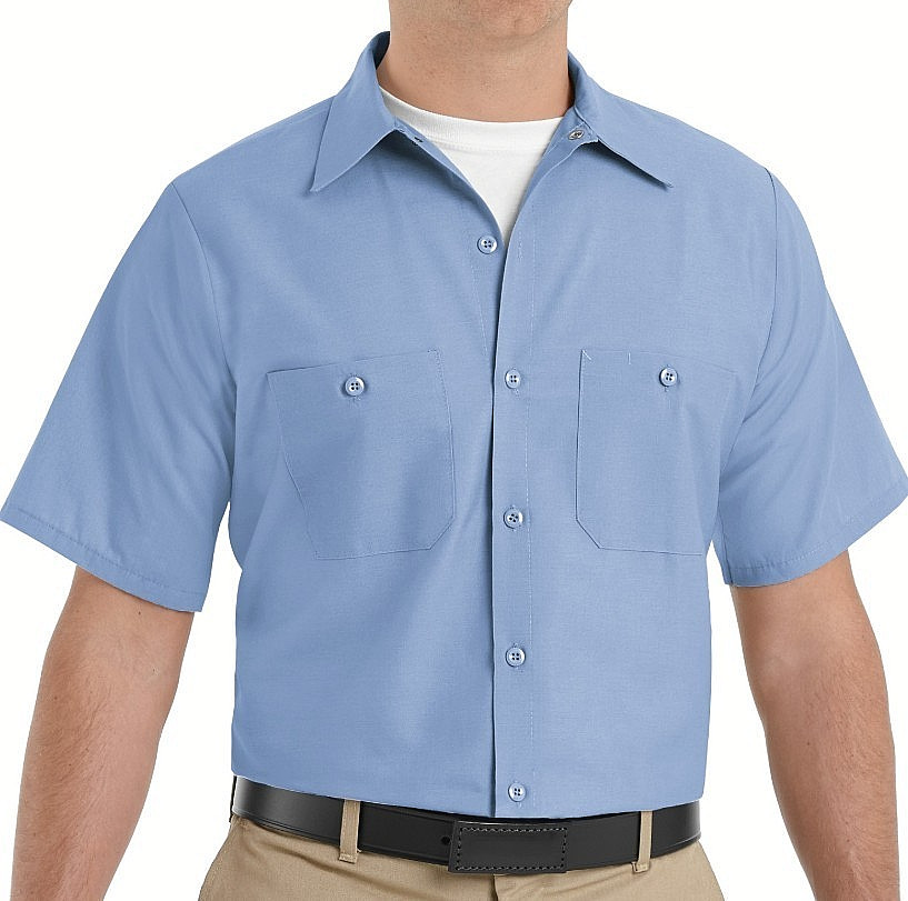 NEW Red Kap Men’s Short Sleeve Industrial Work Shirt Size 5XL Lt. Blue SP24LB5