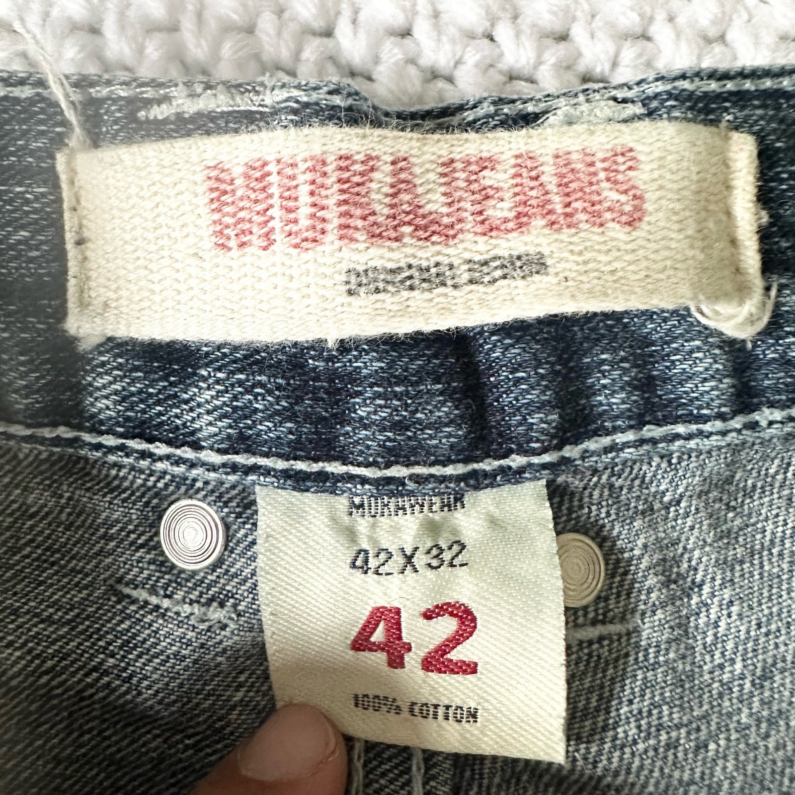 Muka Jeans Baggy Y2K Airbrushed Skull Stitches All Over Design Grunge Jeans 42