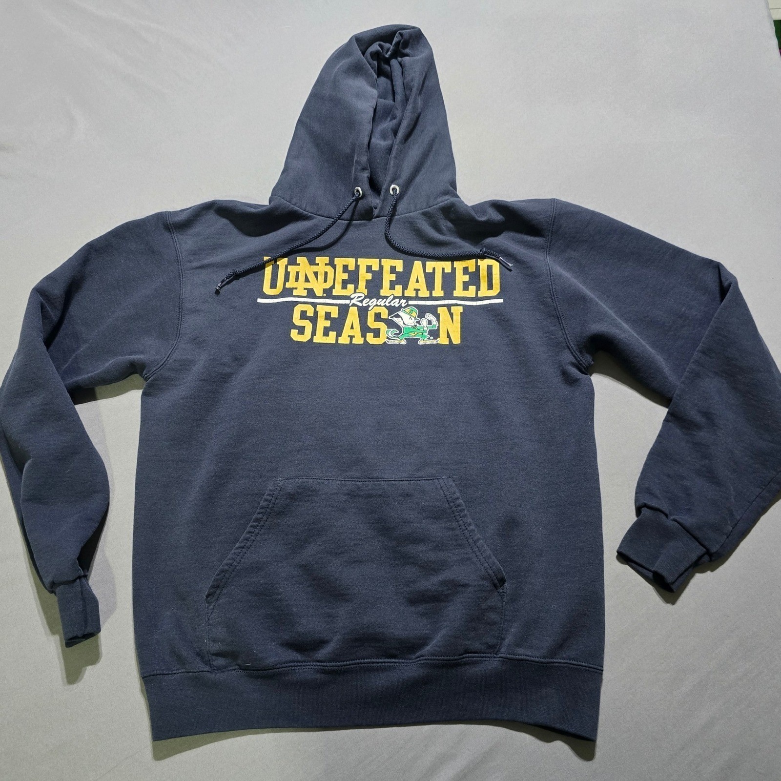Champion Notre Dame Hoodie Mens Medium Navy Blue Undefeated Regular Season Irish