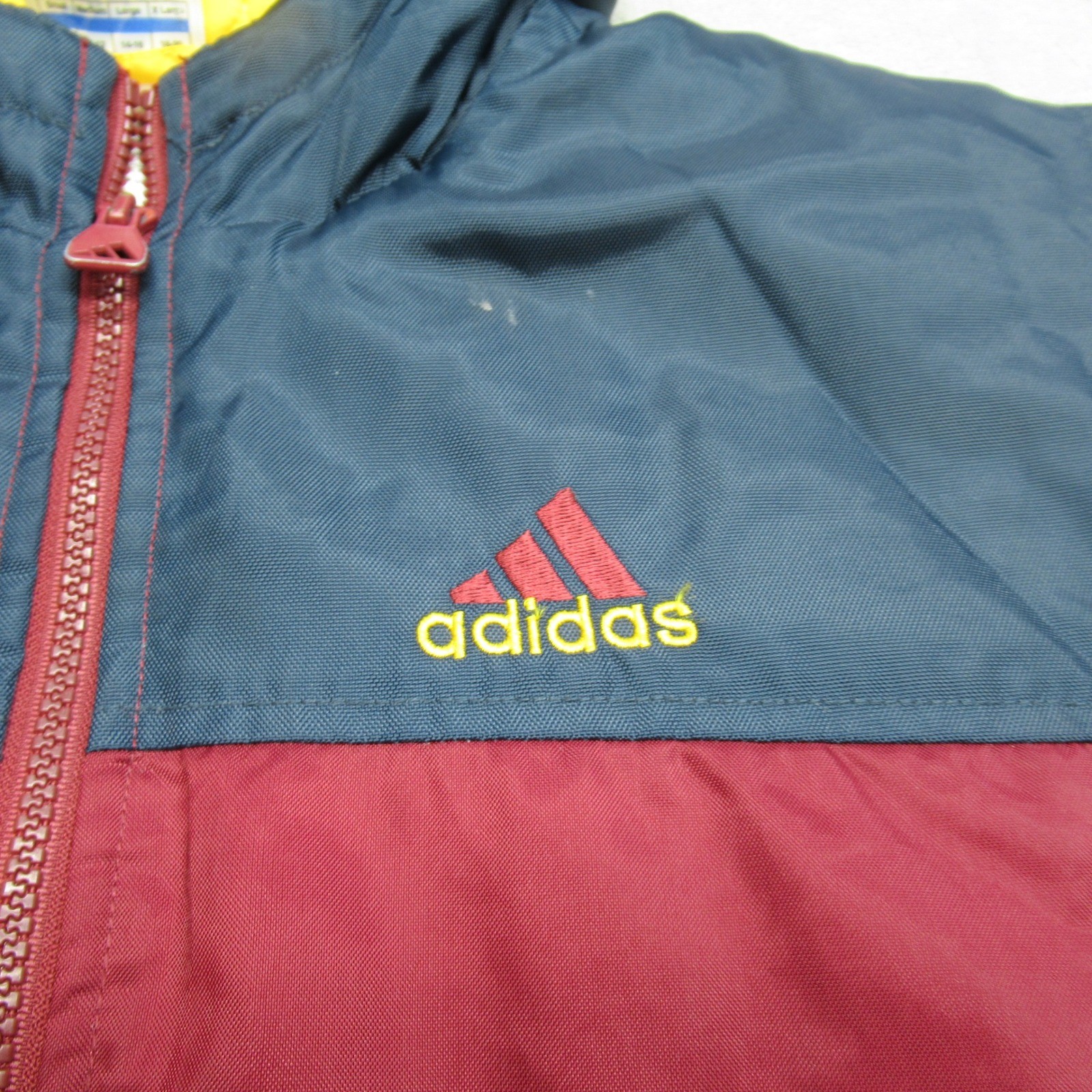 Adidas Jacket Youth Medium Red Pockets Hooded Insulated Quilt Lined Full Zip
