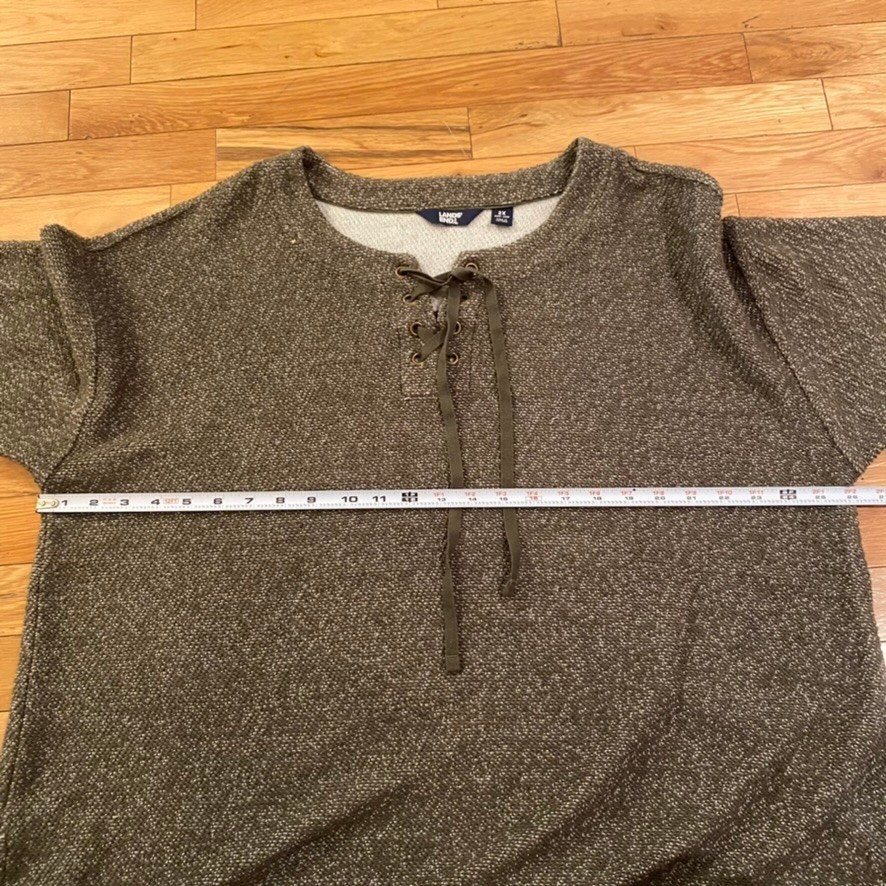 Lands End Women’s 2X Olive Green Marled Lace Up Pullover Sweatshirt