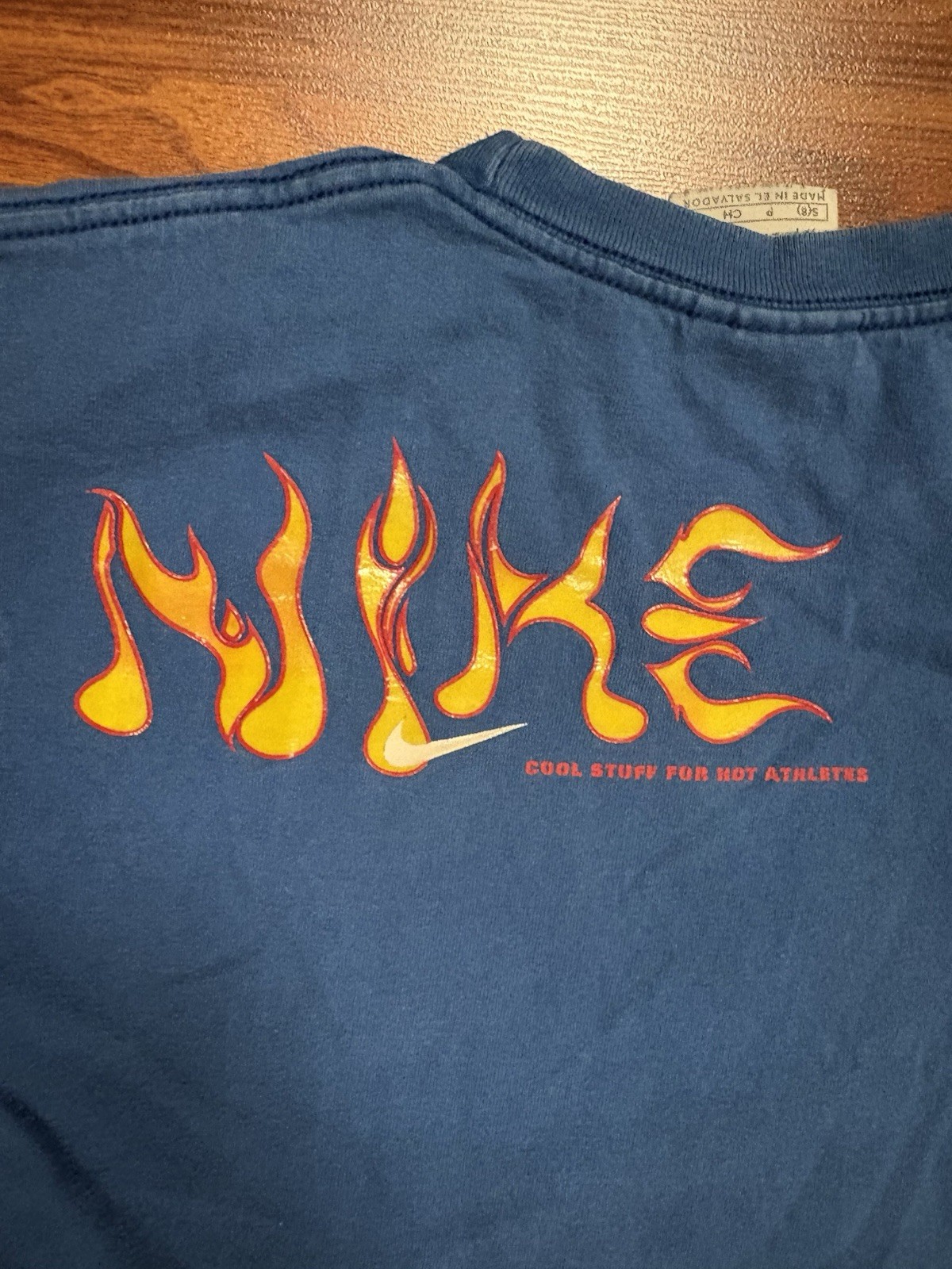Vintage nike youth Small Blue Faded Tribal Skate Flames Air Bakin Rare