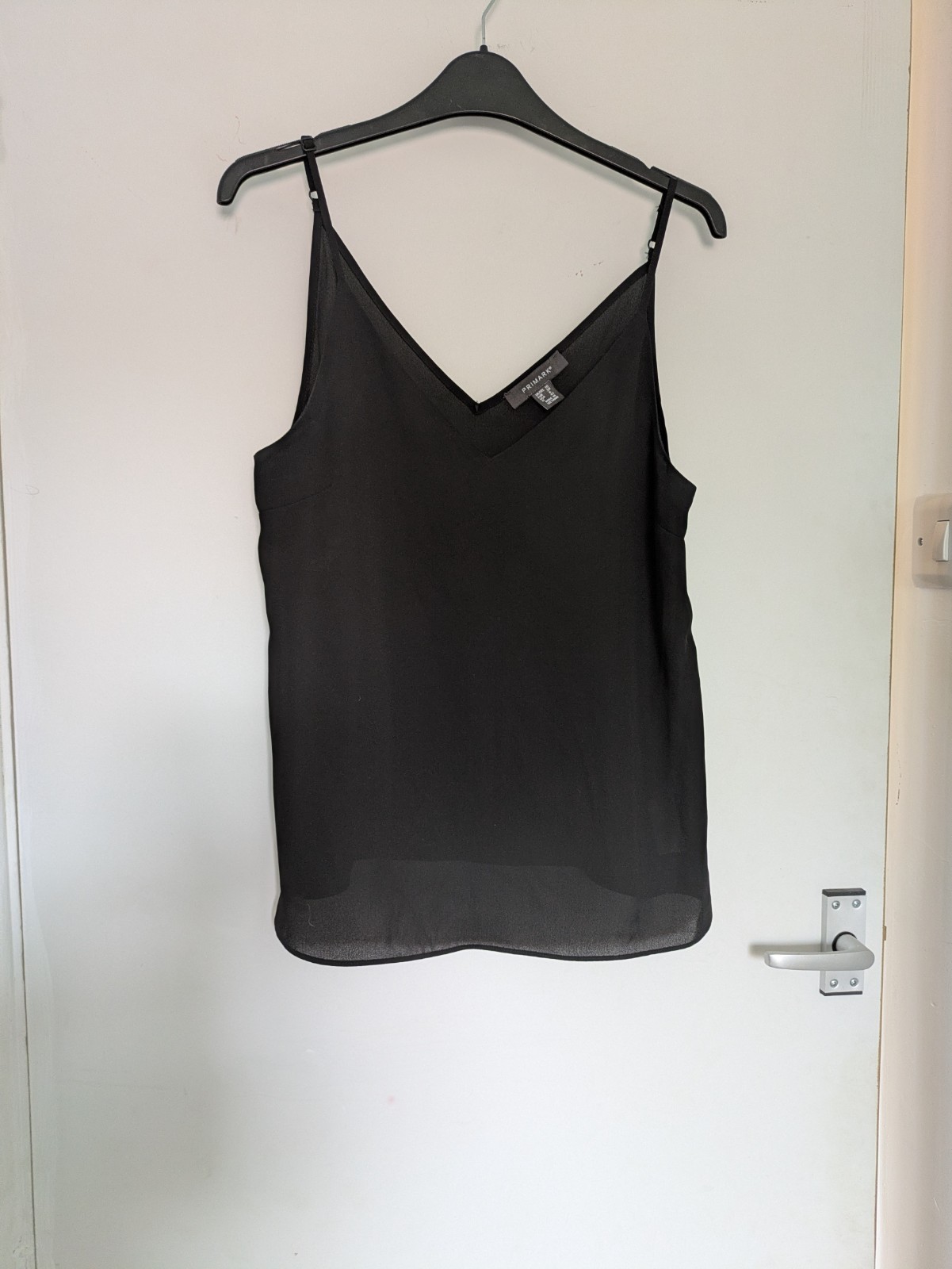 Primark Size 10 Sheer Black V-Neck Cami Vest Top | Adjustable Straps