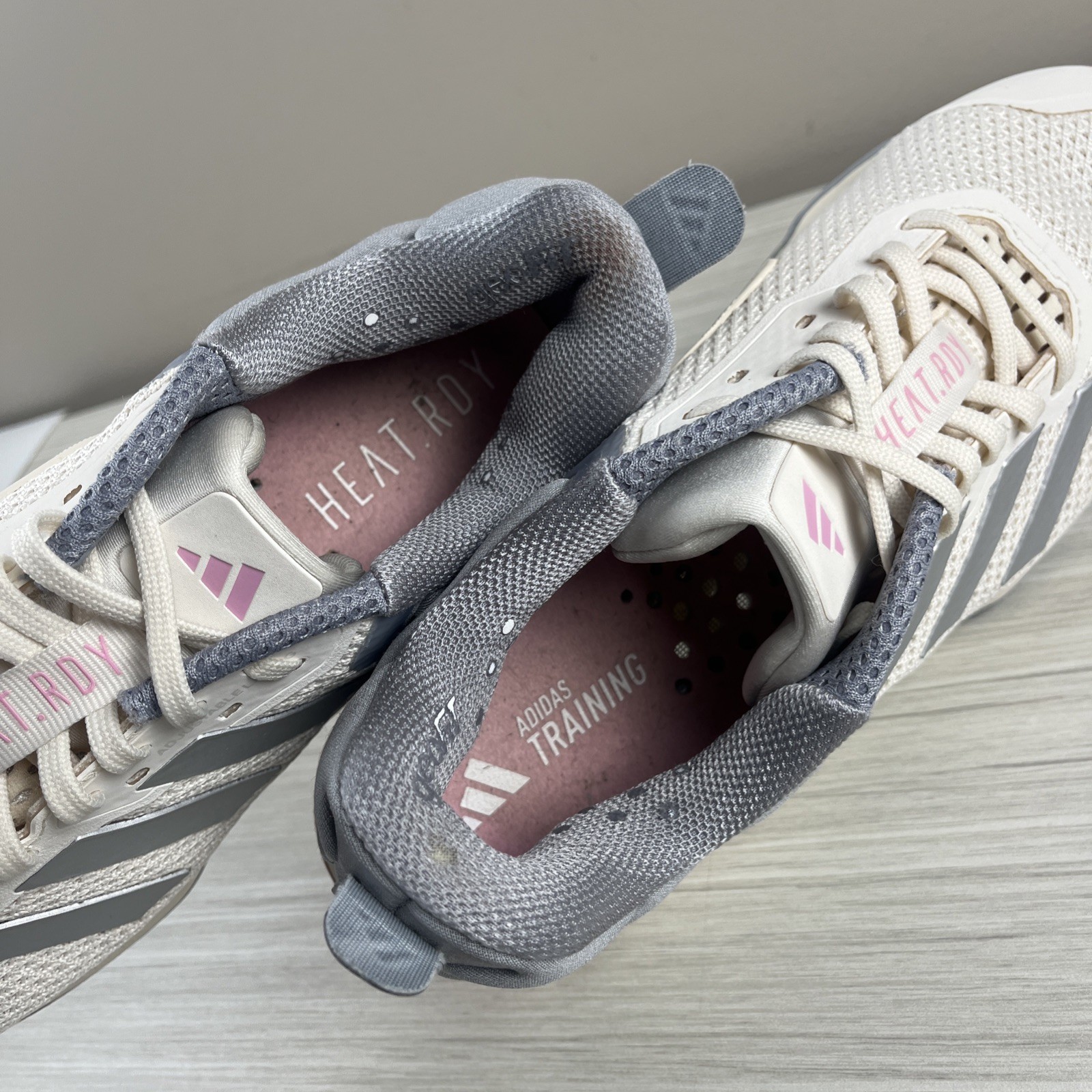 Adidas Dropset 3 Training Shoes Women Size 10 Gray Ivory Pink Adiwear 6 Heat.RDY