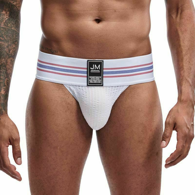 JOCKMAIL Mens Wide Belt Jockstrap Sexy Sports Cotton Briefs Thongs Underwear