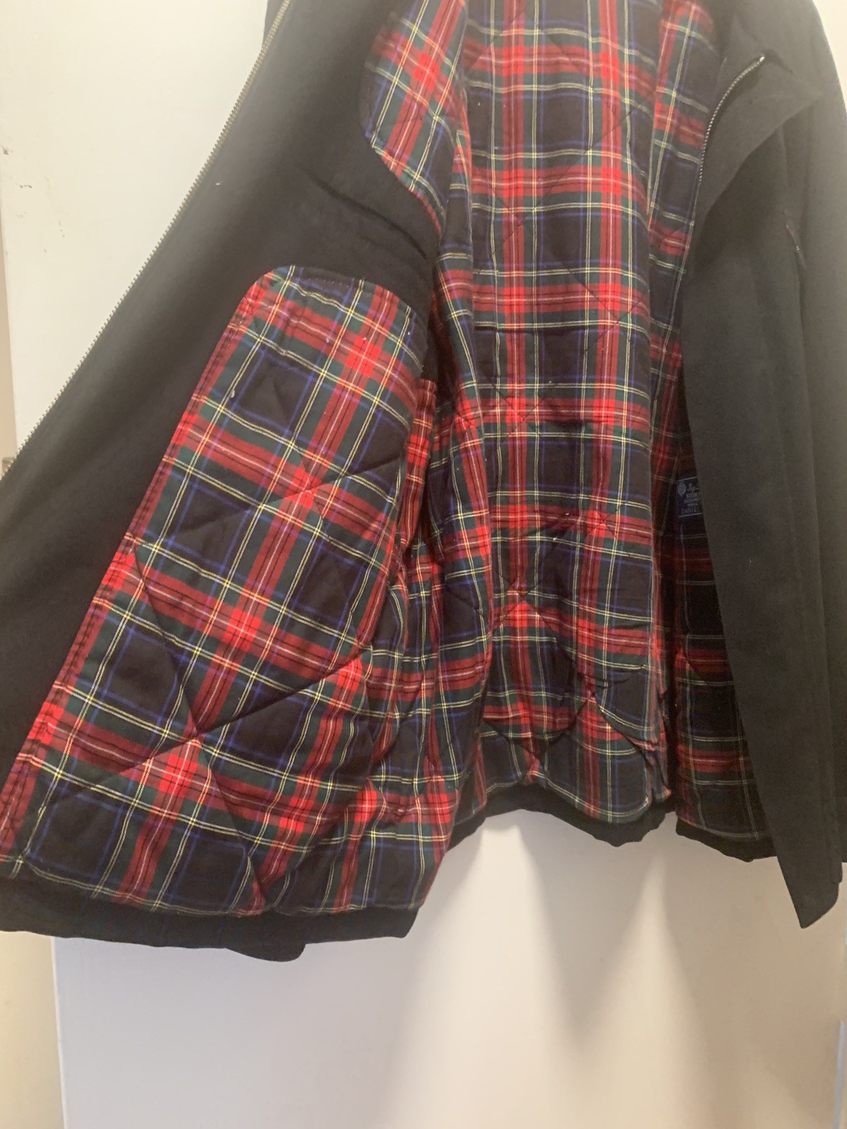 Daniel Cremieux Wool Coat Mens L Black Signature Collection Plaid Lined Classic