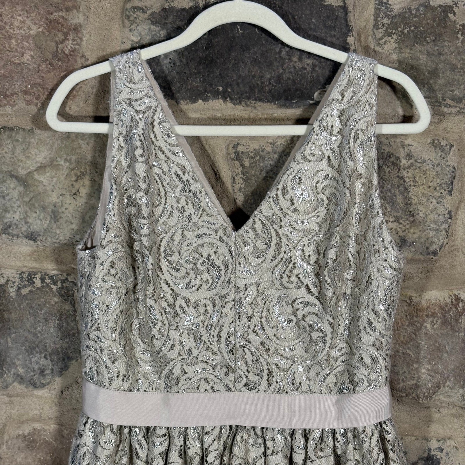 Robert Rodriguez Dress Size 10 Sleeveless Lace Metallic Party Cocktail Formal