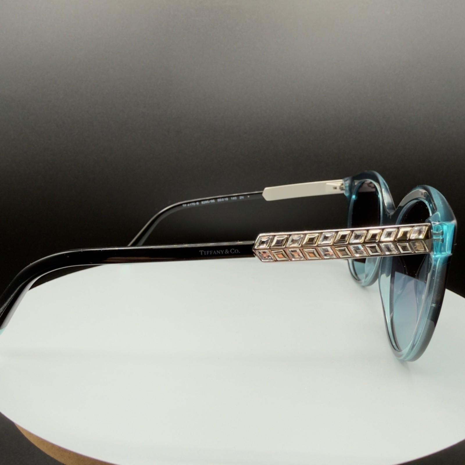 Tiffany & Co TF 4175B 8285/9S Black Cat Eye Sunglasses Blue Lens 55 19 140 READ