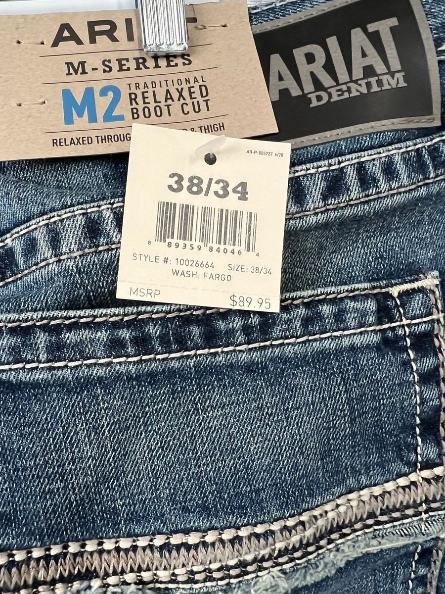 ARIAT M2 Grayson Boot Cut Jeans Men’s Size 38×34 Fargo