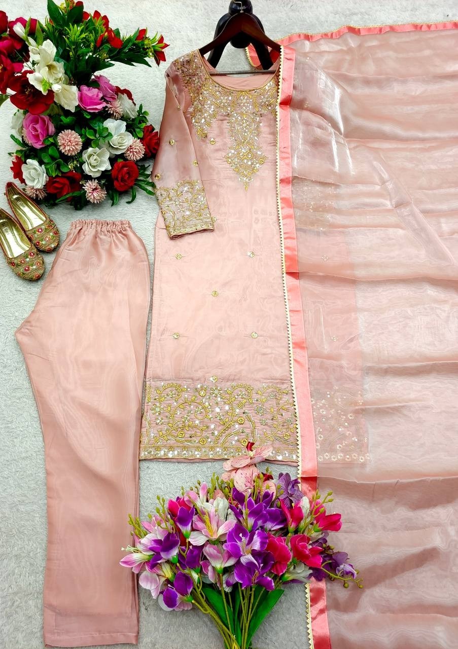 New Launch Peach Salwar Kameez With Dupatta For Indian Festival Wear