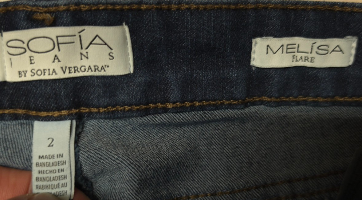 Sophia Vergara Melisa Flare Button Fly Dark Wash Mid Rise Stretch Jeans 2 26×33