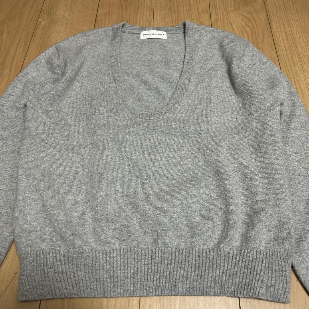 Extreme Cashmere Jacob Deep U Neck Sweater Gray Free Size Knit