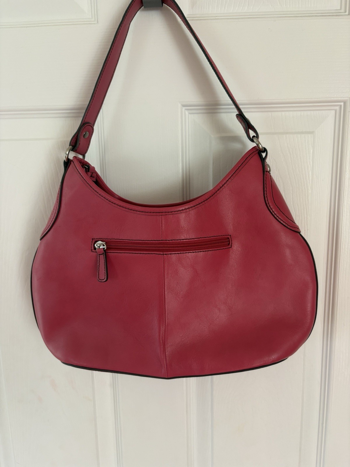 Etienne Aigner Pink Shoulder Bag Zip Top Tassel Bag Charm Silver Hardware