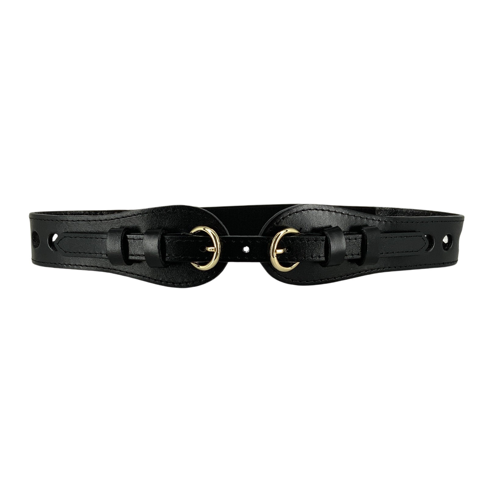 Women Stretch Skinny Elastic Boho Vintage Flexible size Full Grain Leather Belt