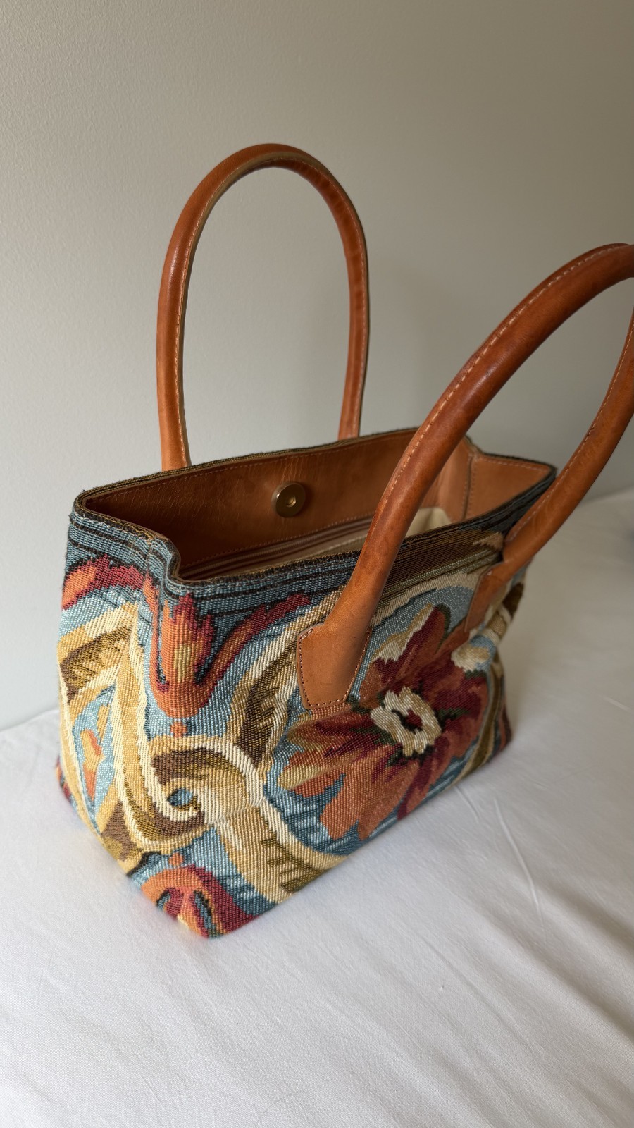 Stubbs & Wootton – Palm Beach leather handle resort handbag