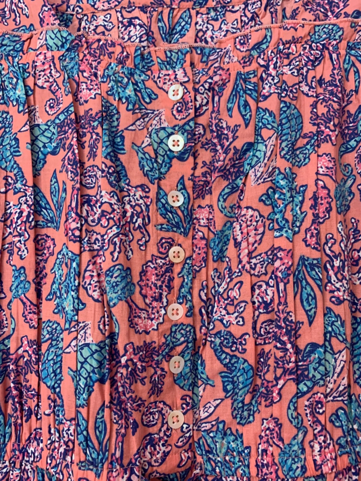 Simply Southern Pink Sleeveless w/ Ruffles Top Beach Seahorse – Size Medium NWT
