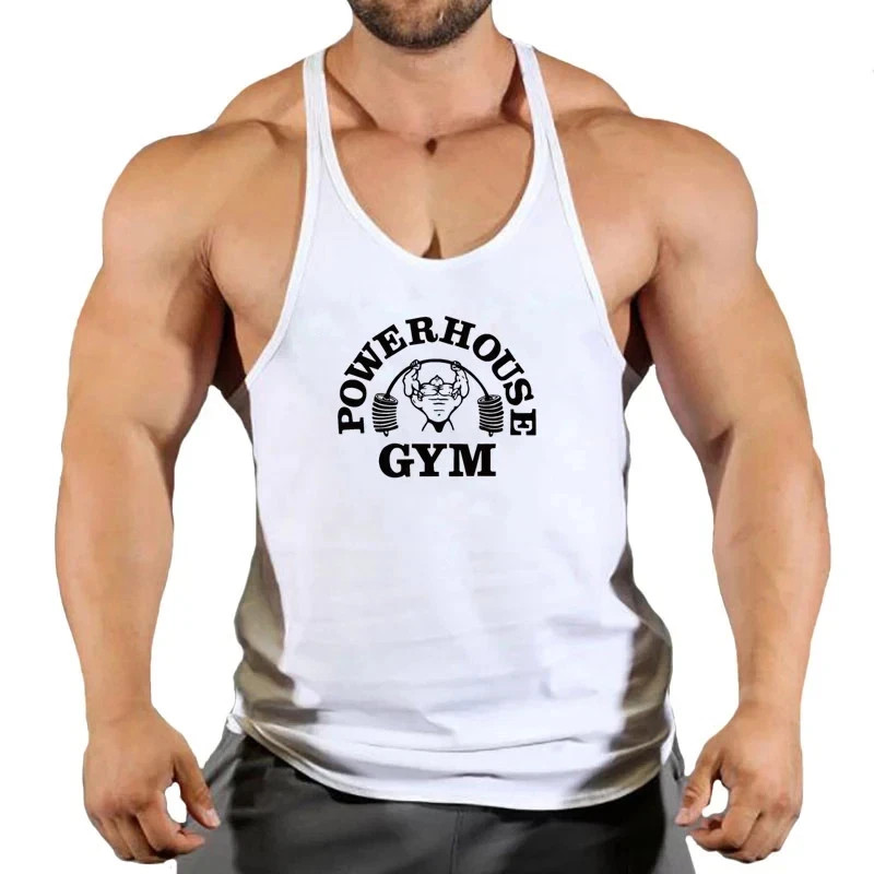 Men Tank Tops Sleeveless Y-Back Shirts Gym Stringer Bodybuilding Fitness Vest