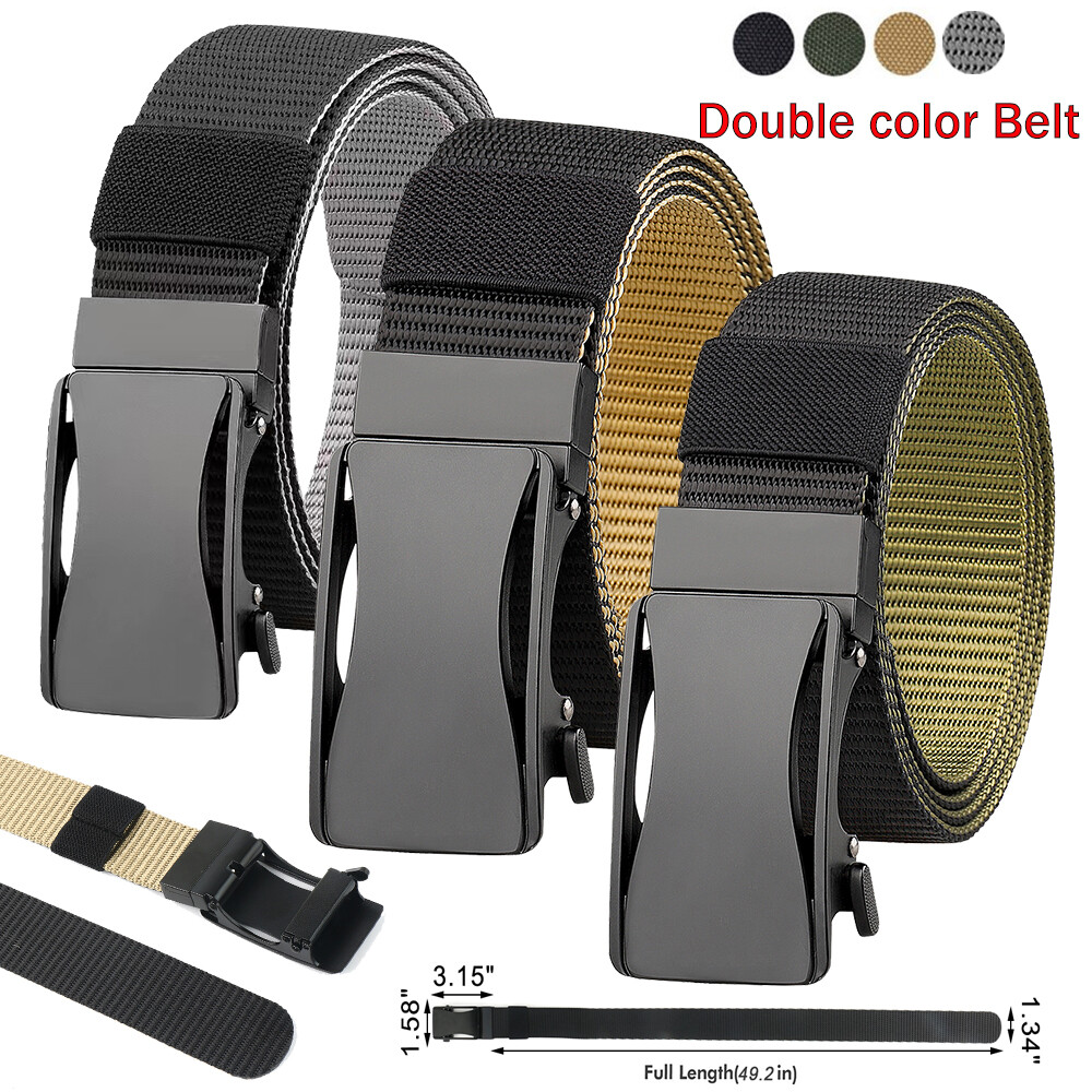 Mens Ratchet Belt Reversal Stretch Nylon For Mens Golf Sport Hiking Casual Pants