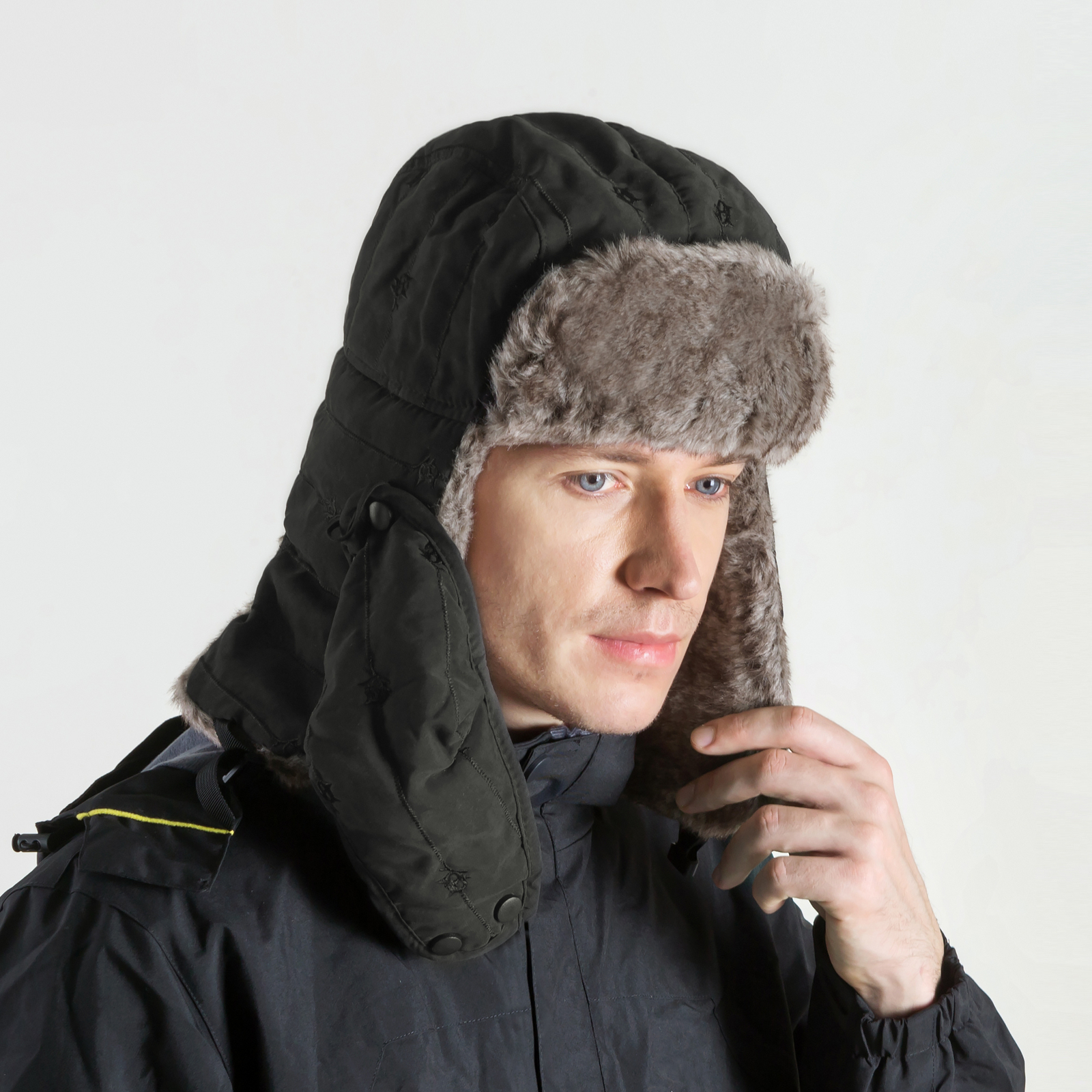Winter Ear Flap Thermal Hat Fur Warm Snow Ski Cap Hat Face Mask for Cold Weather