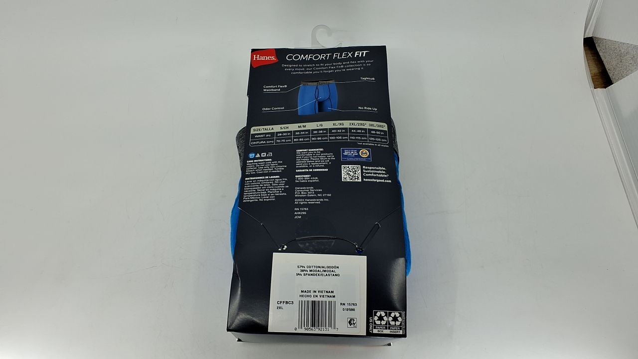 Hanes 3-Pack Men’s Comfort Flex Boxer Briefs, XX-Large, Blue/Black