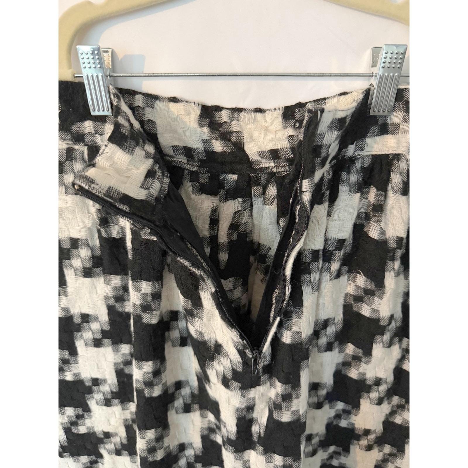 Vintage Norton & Company Houndstooth Midi Skirt w/ Pockets Women XS Office Siren