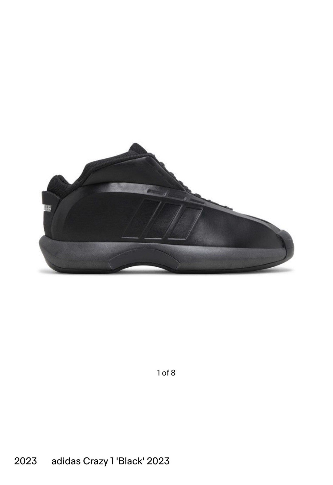 Kobe Adidas Crazy 1 Black 2023 Men’s US Size 14 UK Size 13 1/2 F Size 49 1/3
