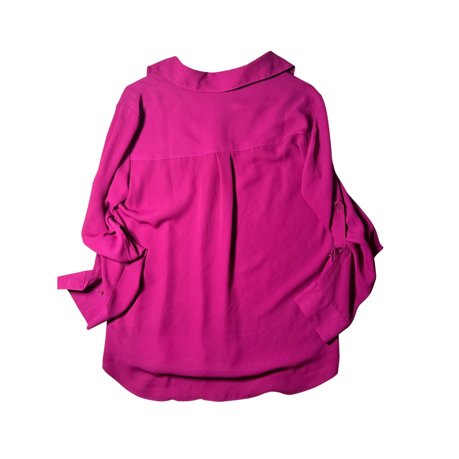 Express Magenta Pink Portofino Roll Tab Sleeve Button Down Blouse Large L