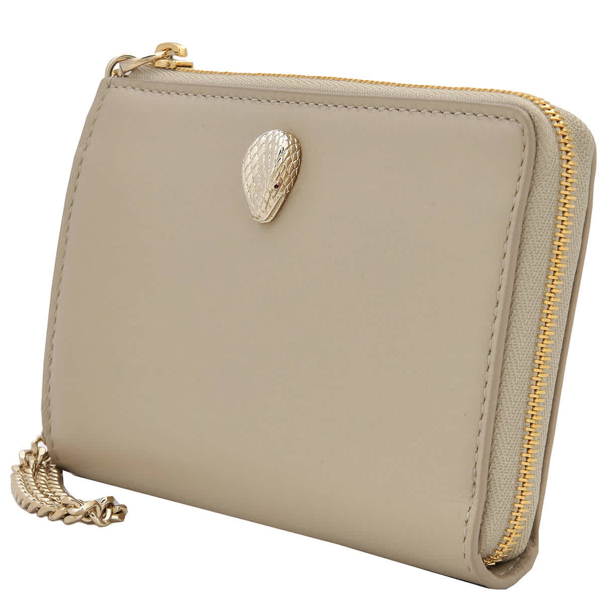 Bvlgari Ivory Serpenti Forever Zipped Leather Card Holder 293712
