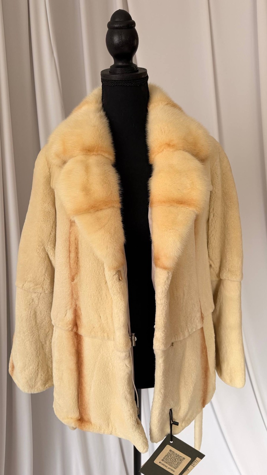 New Luxury Real Mink & Sheared Beaver Fur Coat Belted 1201204 Size M