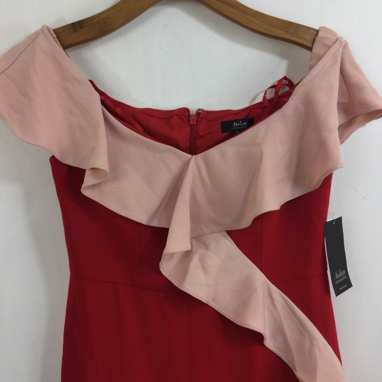 Aidan by Aidan Mattox Women Off-the-Shoulder Flounce-Trim Crepe Cocktail Dress 6