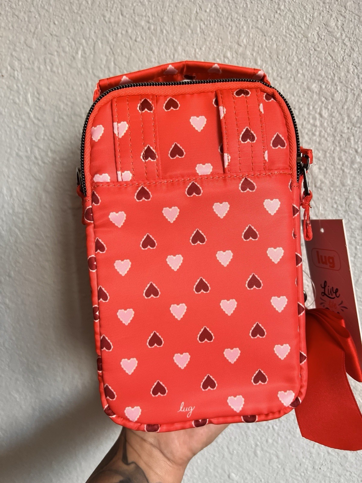 LUG Skeeter Mini Bridge Convertible Crossbody Grab n GO Belt Bag Purse Hearts