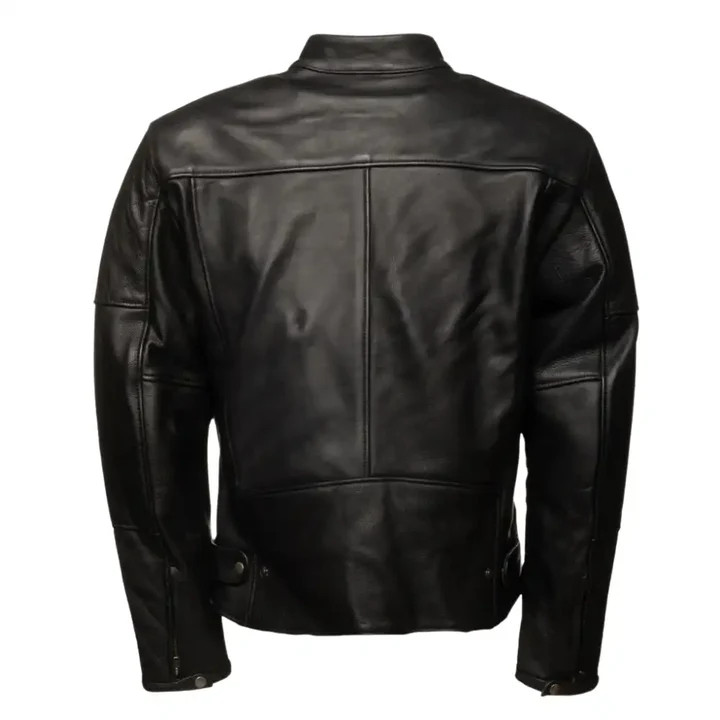 Men’s Custom Handmade Cafe Racer Leather Motorcycle Jacket CE Armor Black