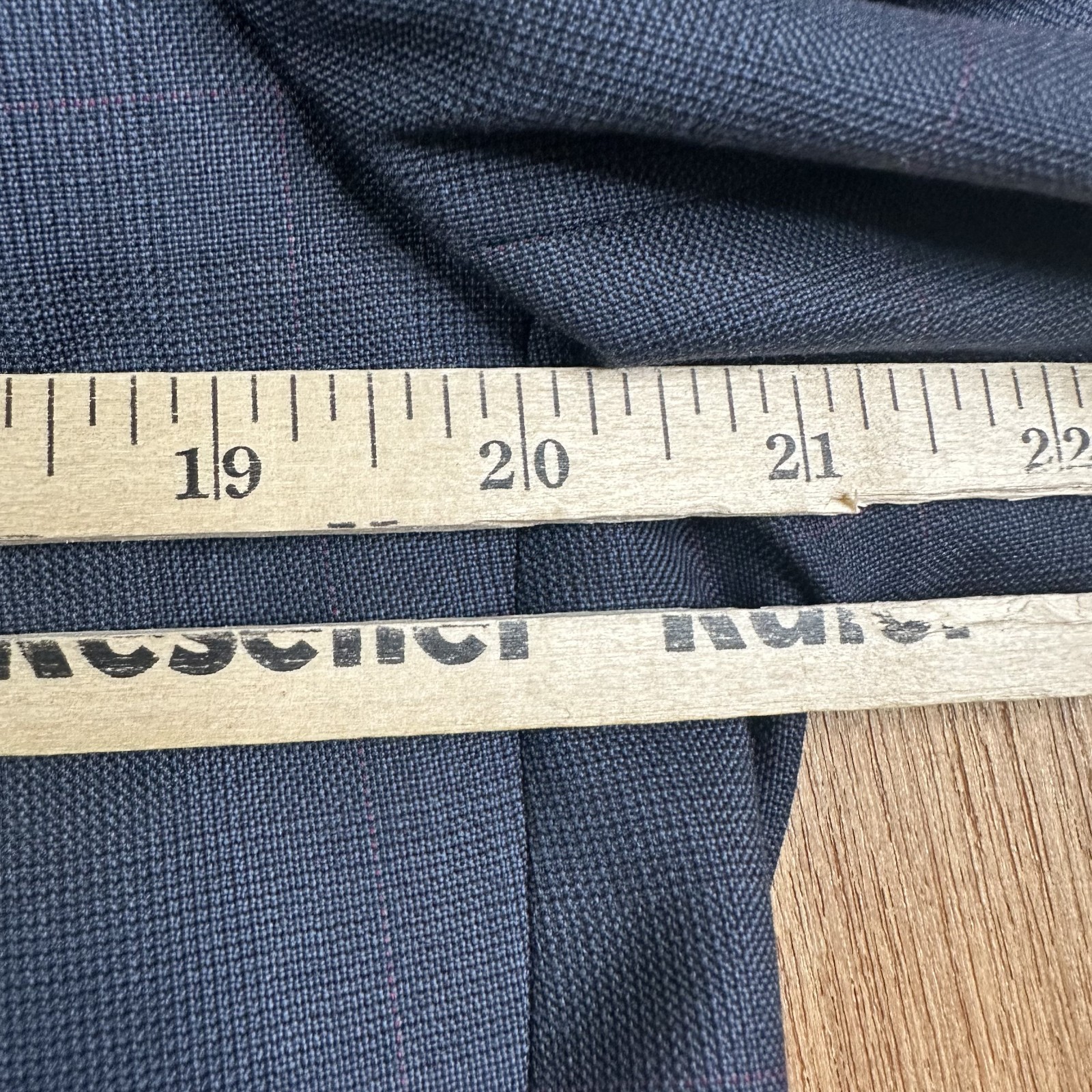Biella Suit Mens 40L Navy Blue Glen Check 2 Button Vitale Barberis Canonico 110s