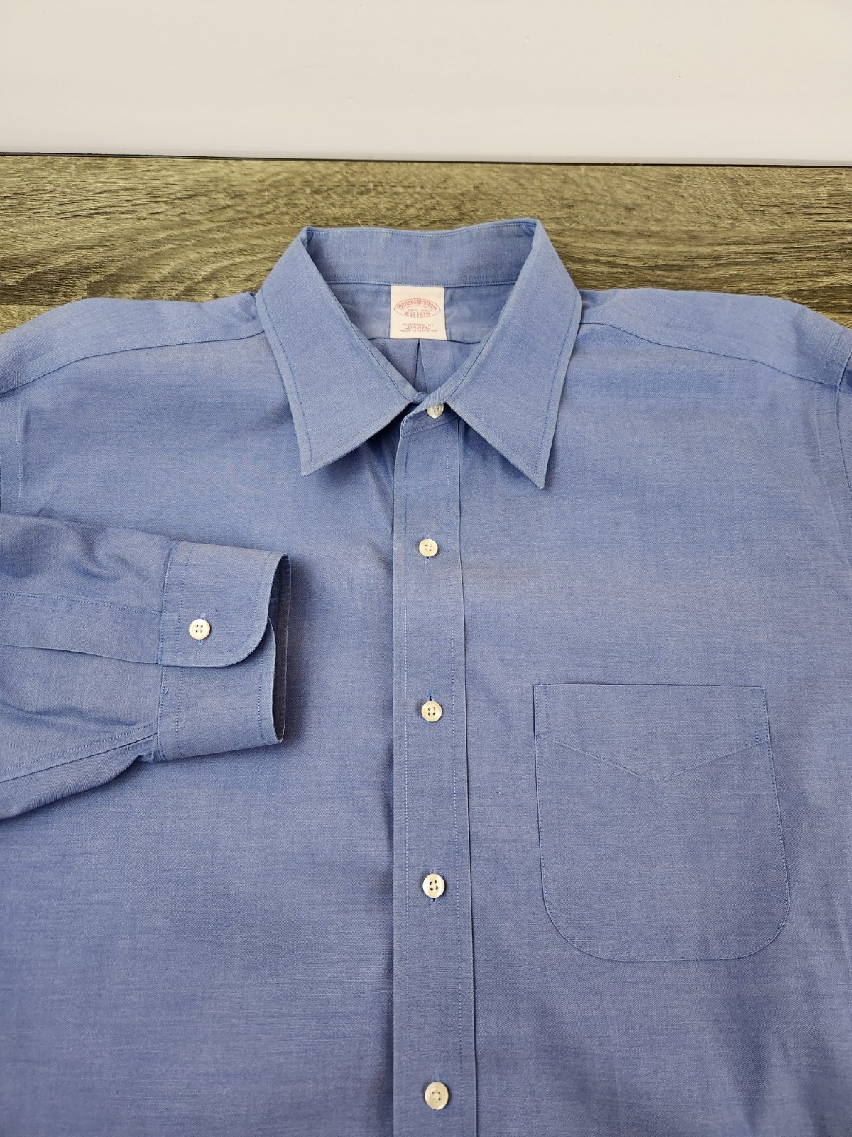 Brooks Brothers 1818 Non-Iron Dress Shirt Men’s 17.5 – 36 Blue Cotton Preppy