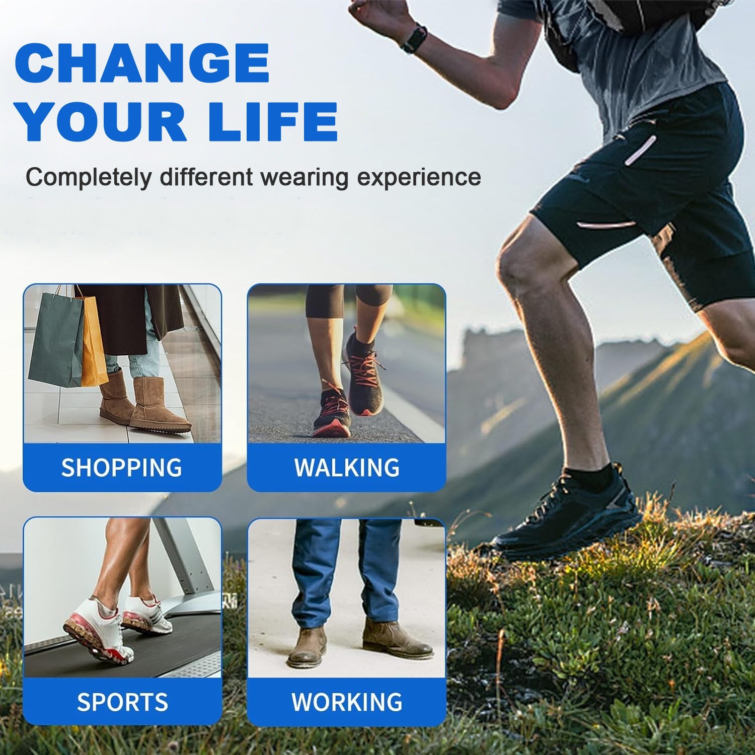 Hiking Insoles with 4D Cloud – Shock Absorption & Breathable | All-Day Comfort U