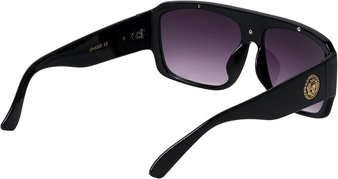 Oversized Square Kleo Lion Head Medallion Flat Top Sunglasses Lentes Shades