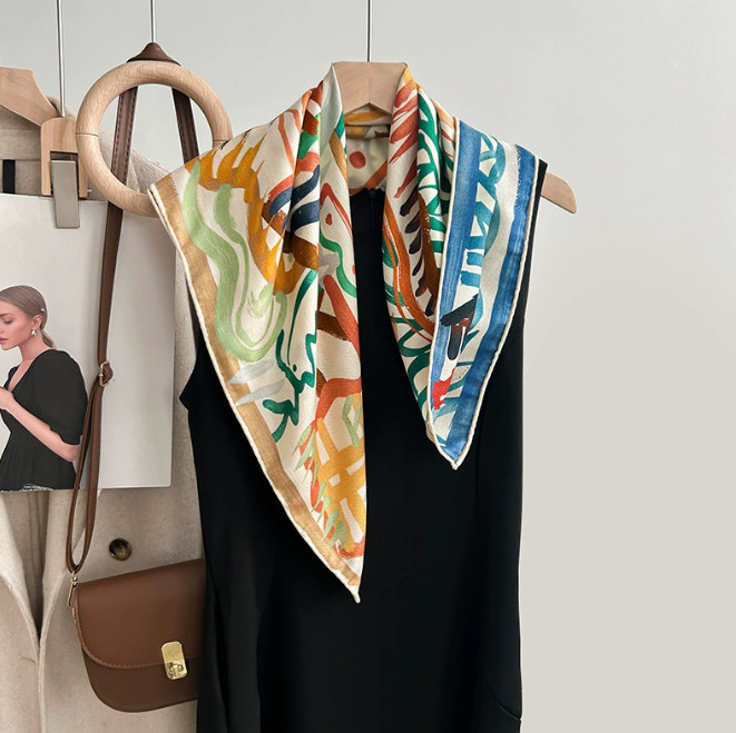 70% Cashmere 30% Silk Neckerchief cashew Print Wrap Scarf Shape Bandana 65X65cm