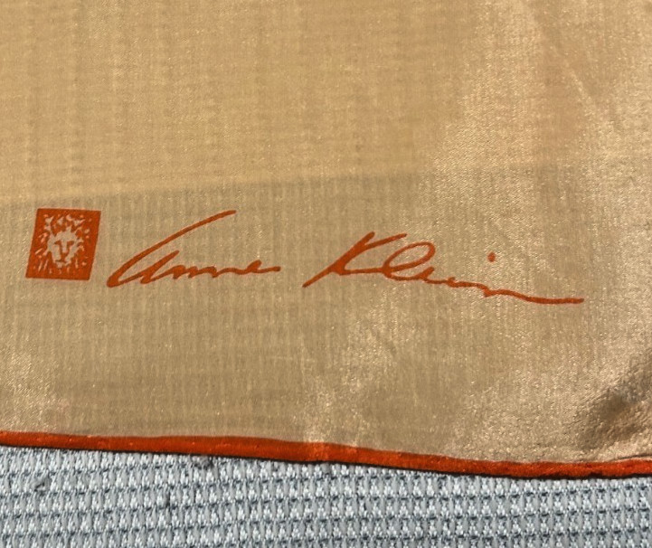 Anne Klein – Vintage 21 x 21 In. Peach/Orange, Solid Color, Silk Scarf -VS-118