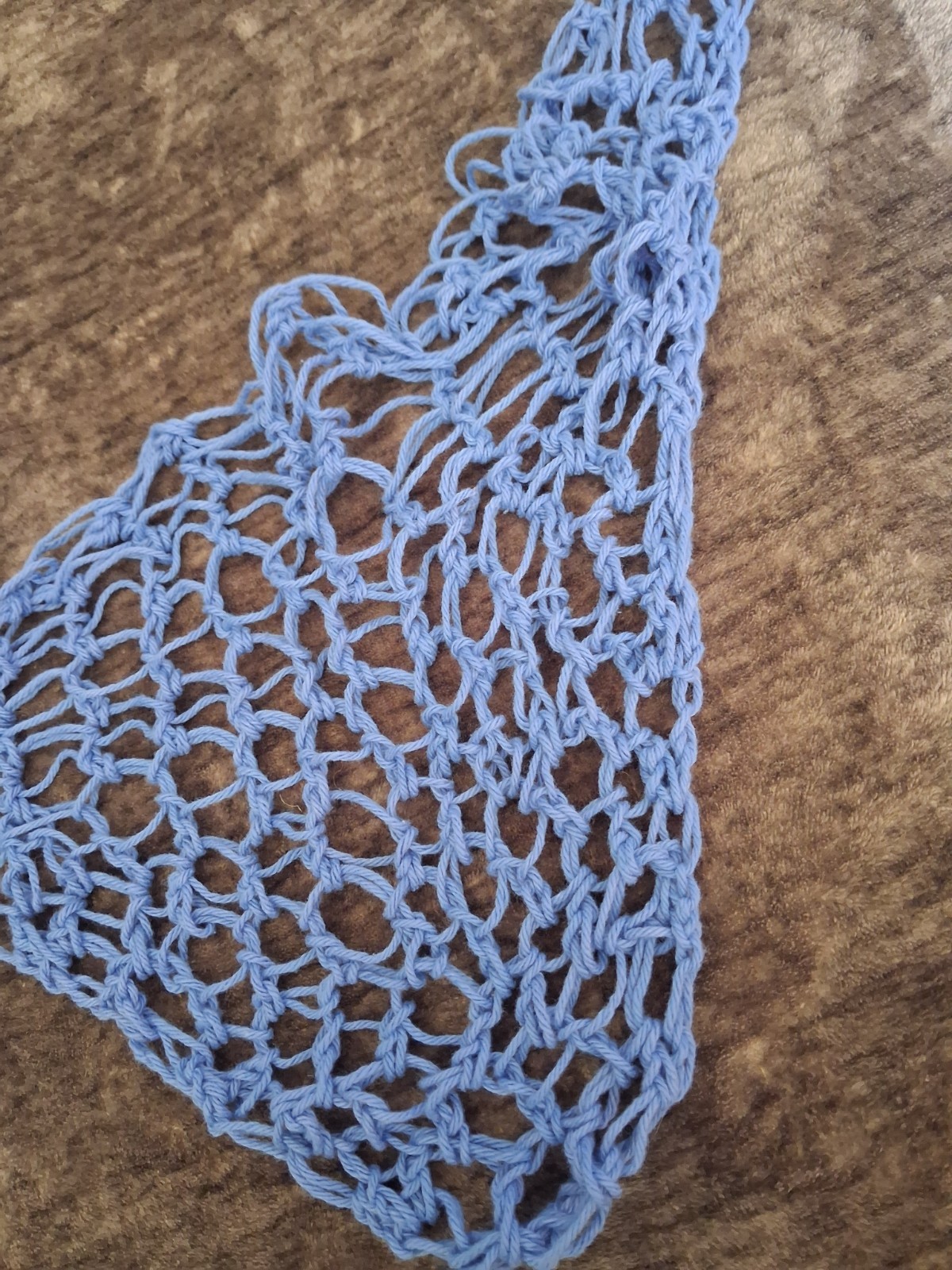 New Handmade Crocheted Head Scarf/Covering, Bandana Blue- One Size