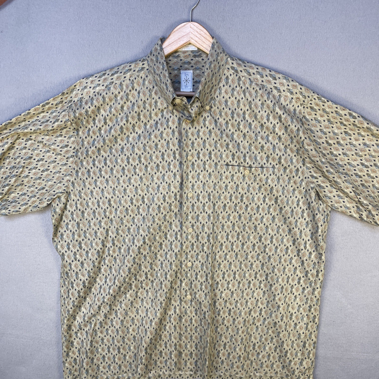 VTG Burma Bibas Shirt Mens XL Geometric AOP Singles Lawn Cotton Vacation Beach