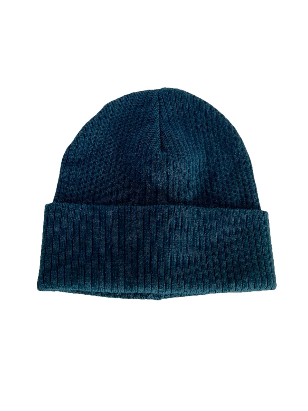 Time & Tru Ribbed Beanie Hat Dark Teal Stretch Knit
