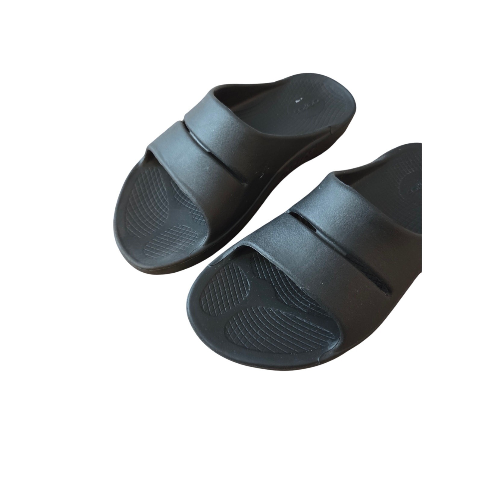 Oofos ooahh sport flex slides black sandals comfort recovery unisex W 11 M 9