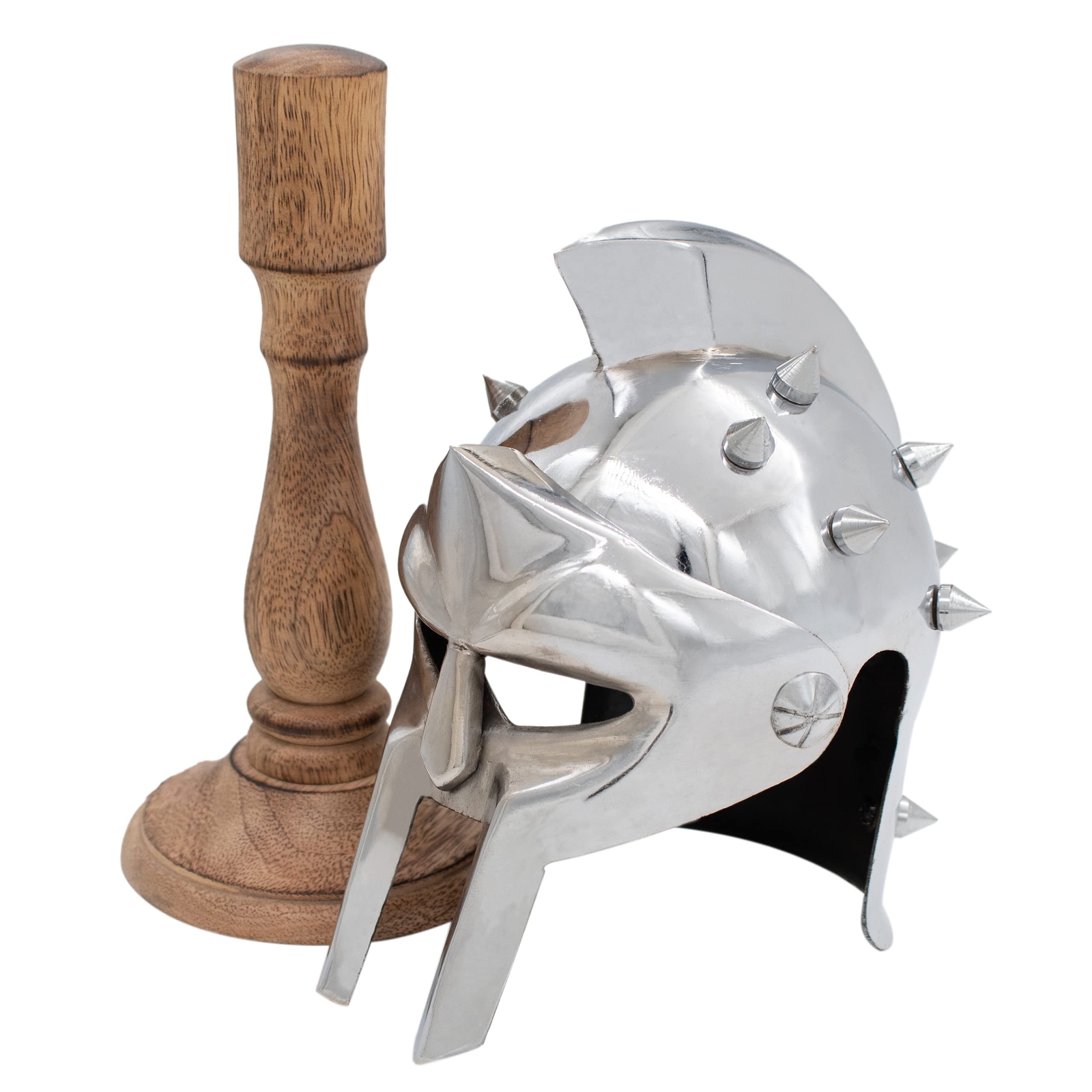 Medieval Helmet Miniature Sallet Head Guard Decor Roman Spartan Display Stand
