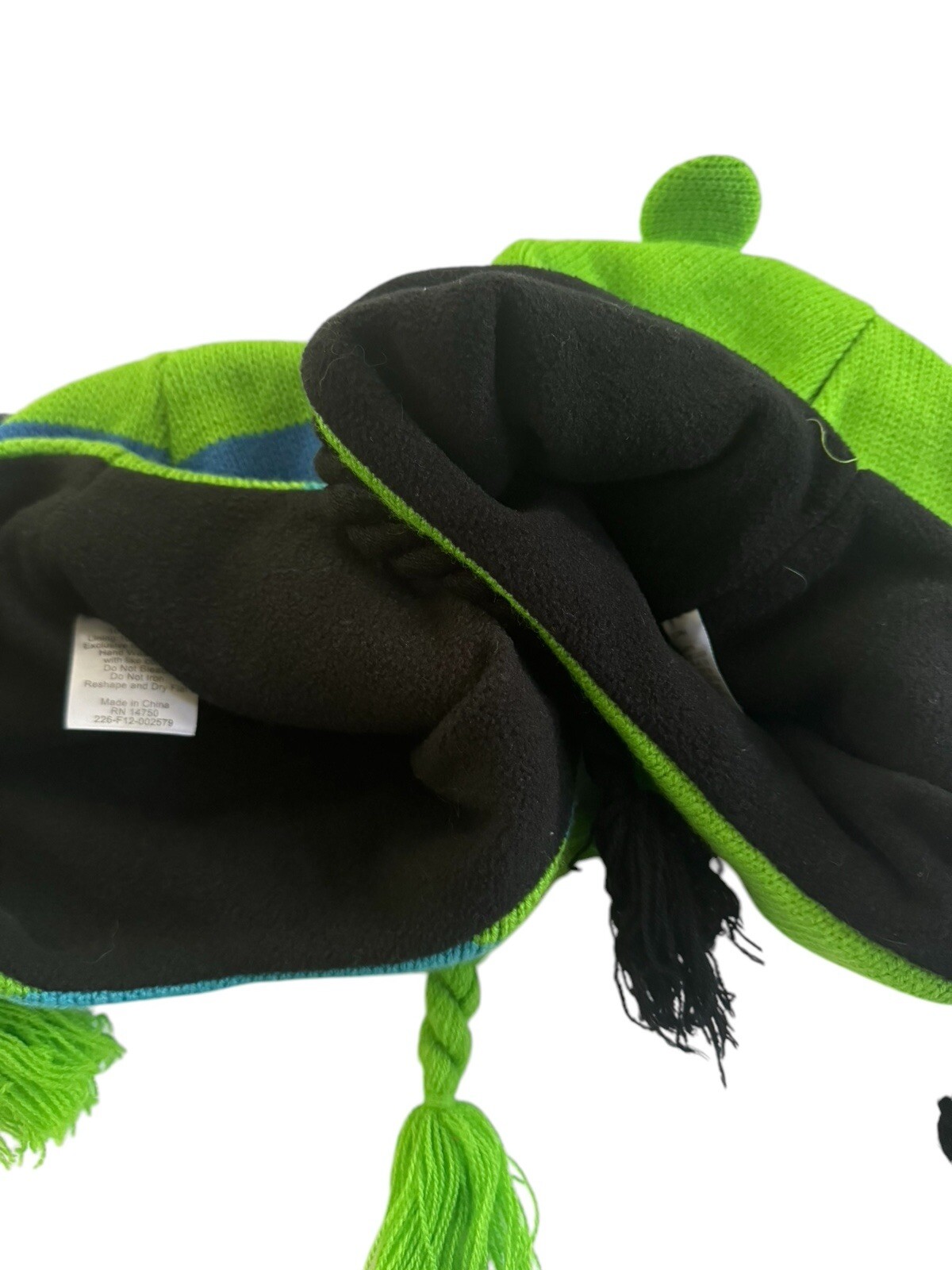 Frog Funny Monster Sweater Hat Beanie LOT Green Blue Kid Fleece Lined Cute #3631