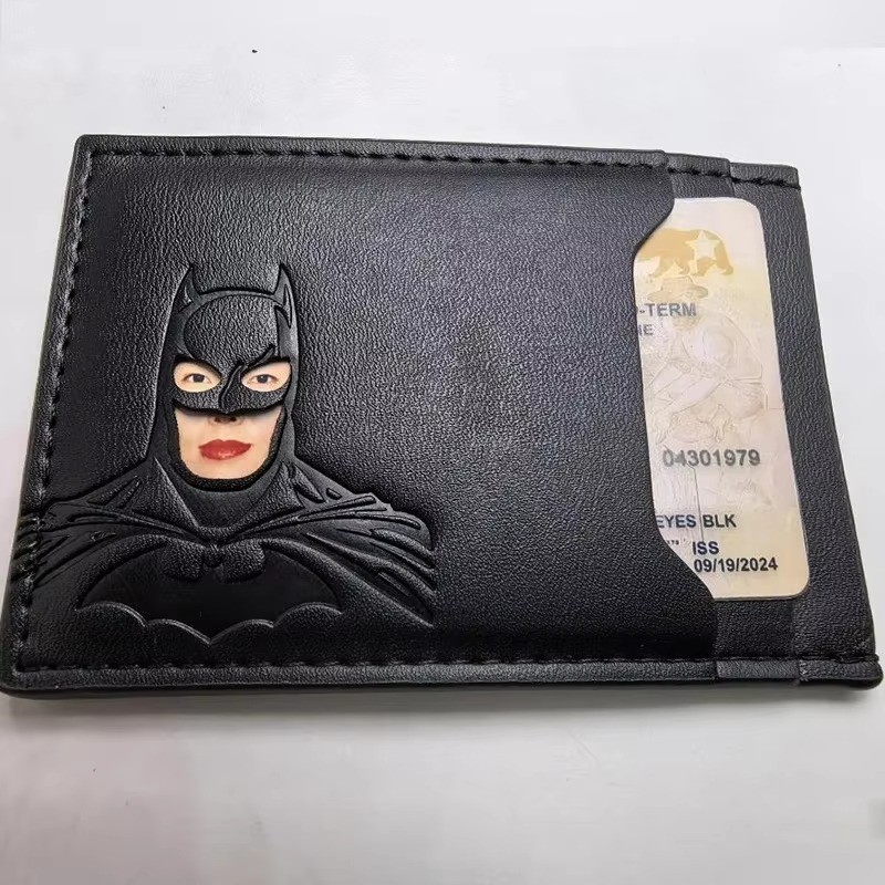 Personalized Leather Bat Wallet Superhero Mask Card Holder Heroic ID Wallet**