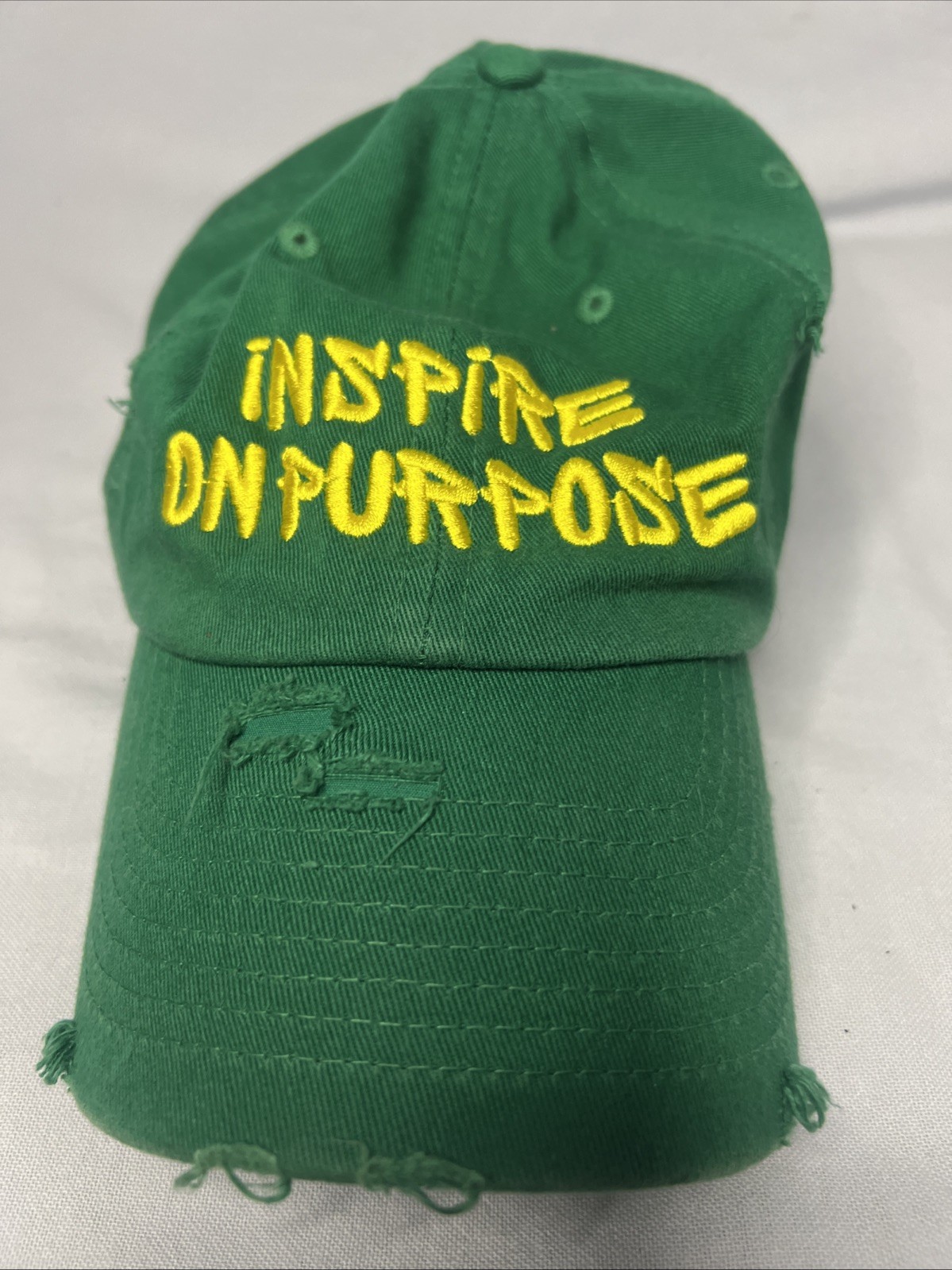 Green Distressed Baseball Ball Cap Hat Inspired On Purpose Men Women Cotton H1
