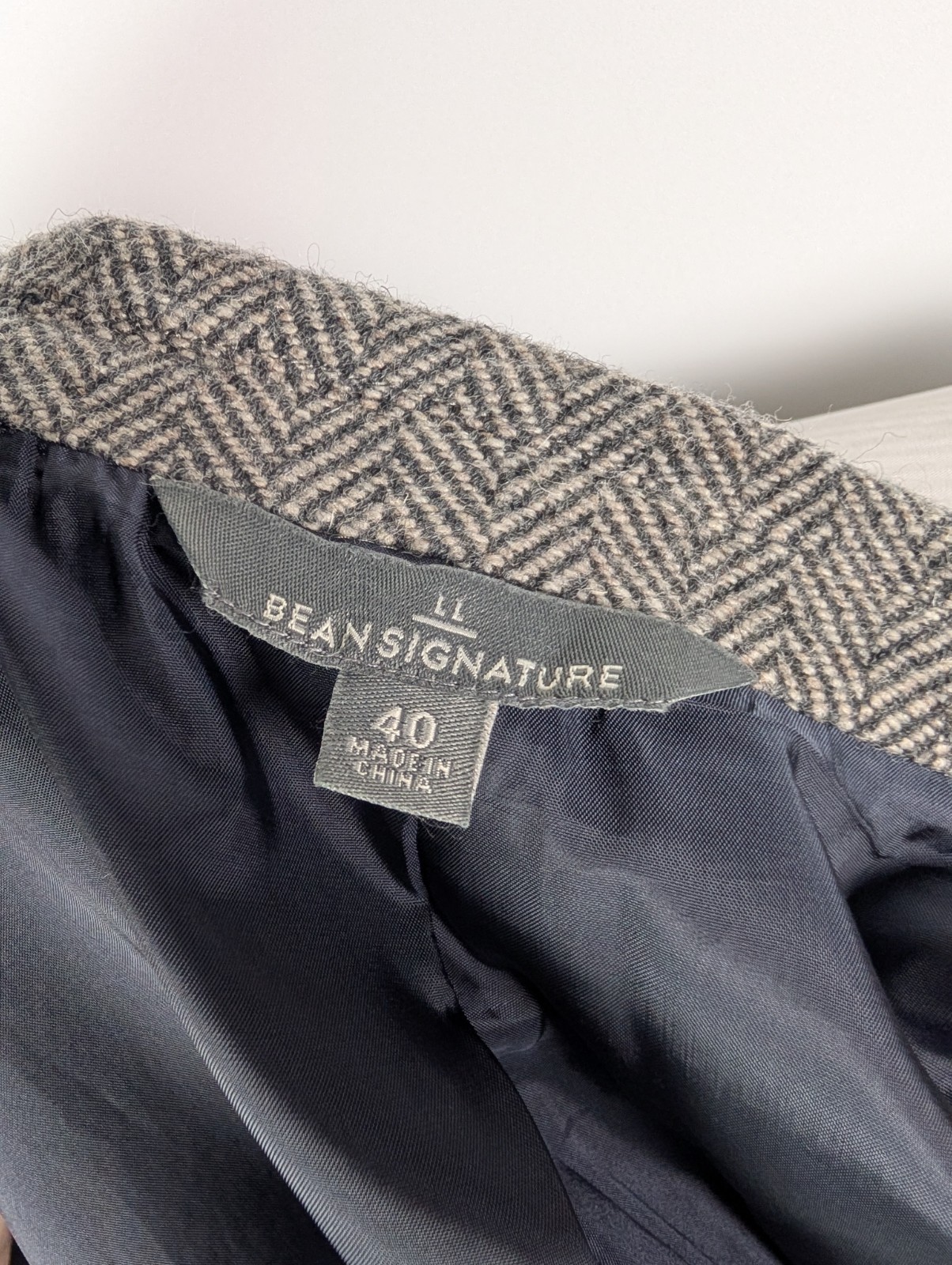 LL BEAN Signature Herringbone Tweed Dual Vent Wool Blend Sport Coat Sz 40