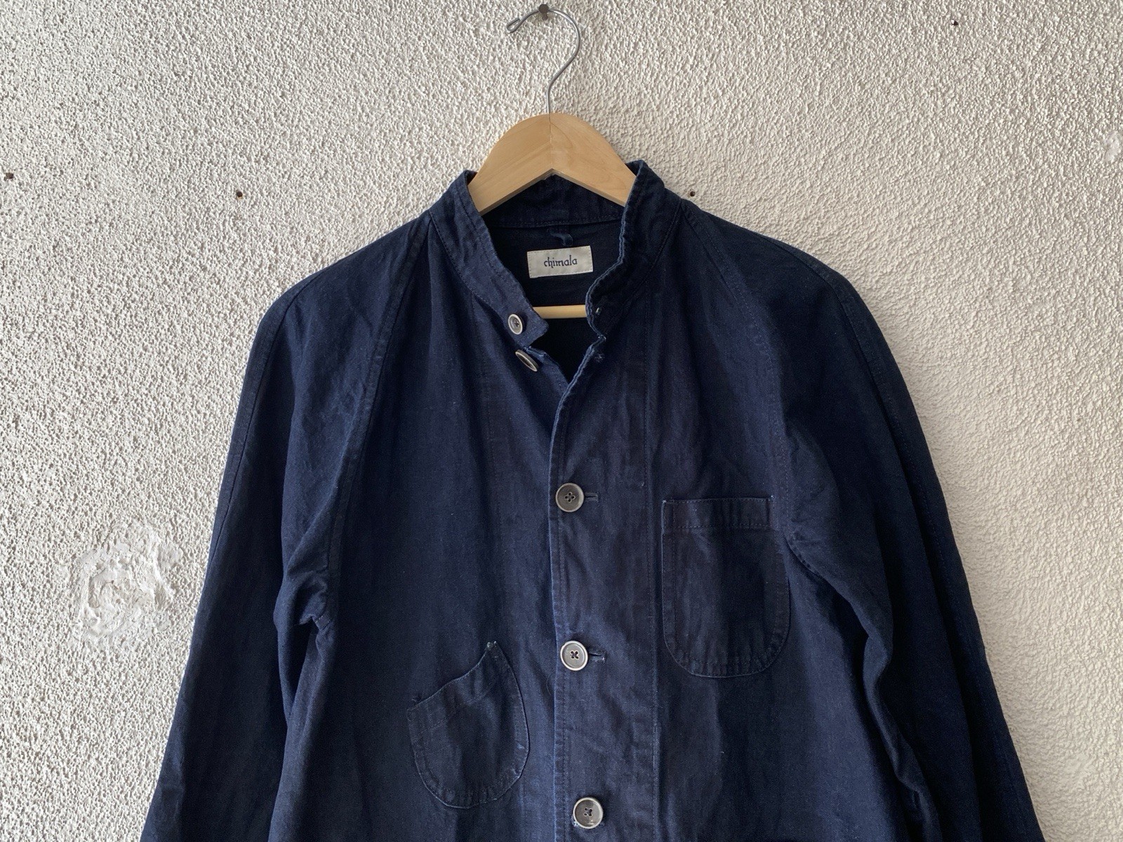 $437 CHIMALA Japan 10oz DARK WASH INDIGO DENIM RAILROAD JACKET S Chore Coat