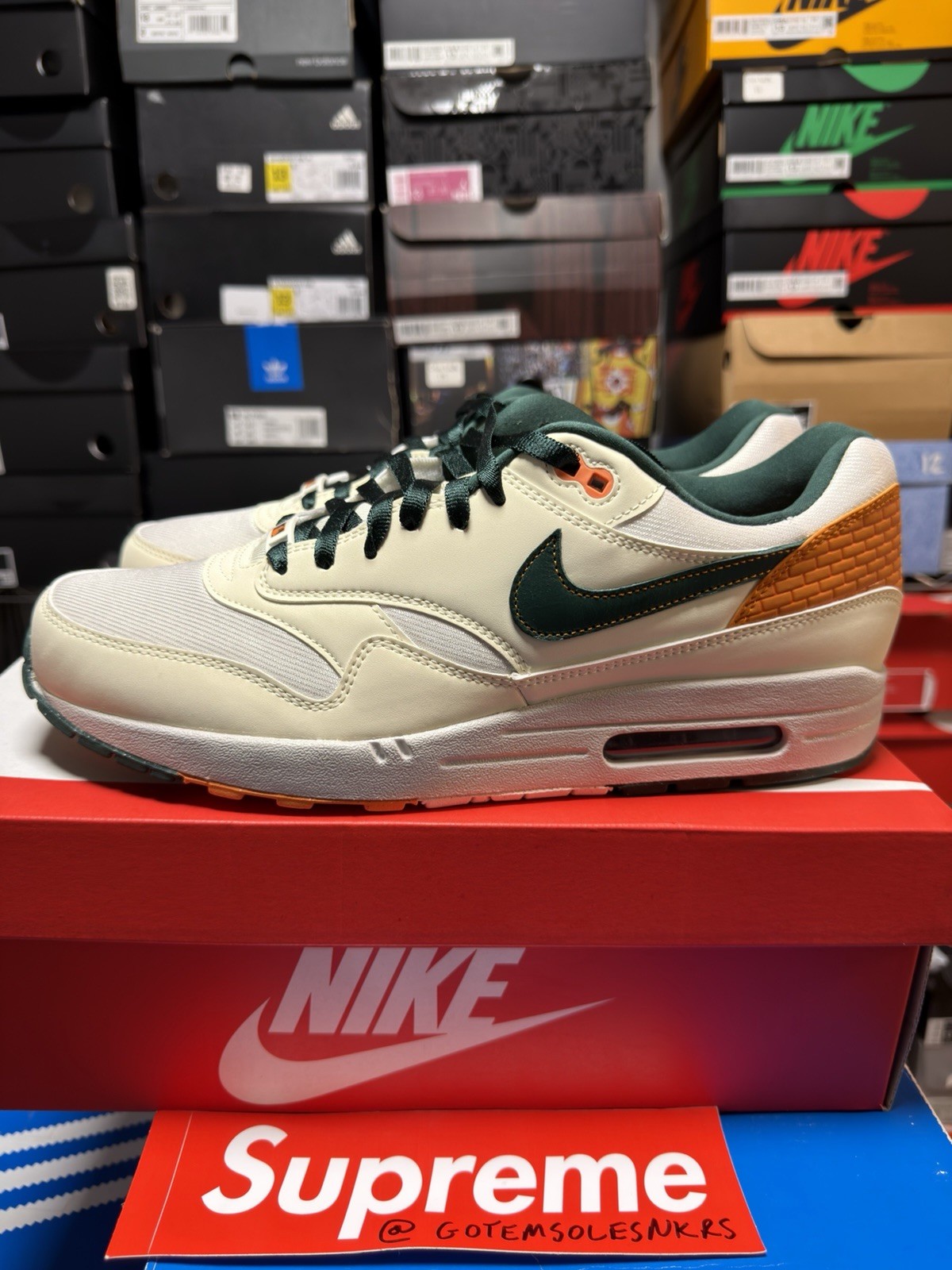Nike Air Max 1 ORIOLES IQ2894-100 MLB COCONUT MILK PRO GREEN MENS SIZE 13 NEW