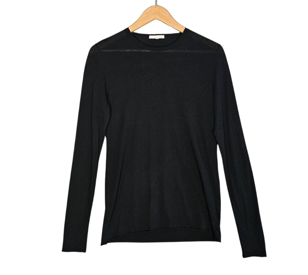 Skin 100% Pima Cotton Long Sleeve Tee Black Tissue Thin Lightweight Womens 2